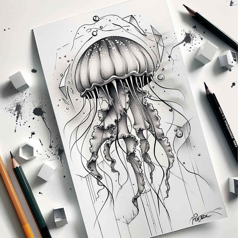 water-animals tattoo design ideas Surrealism fantasy-inspired marine grace shows resilience