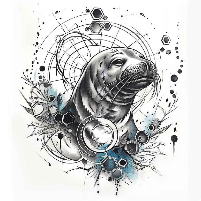 water-animals tattoo design ideas color depth marine guardian for forearm