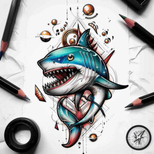 water-animals tattoo design ideas layered shading marine guardian stands for endurance