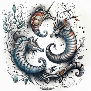 water-animals tattoo design ideas vector-style natural curve for calf