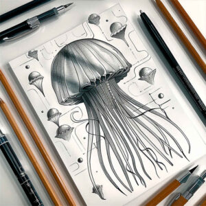 water-animals tattoo design ideas Surrealism floating elements natural curve for ribs