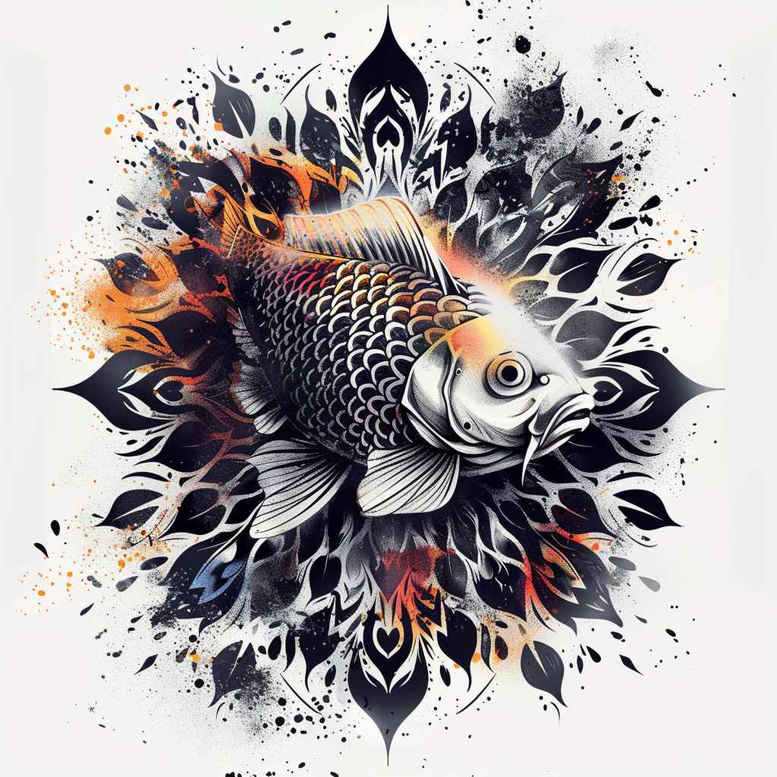 water-animals tattoo design ideas artistic contrast natural curve stands for perseverance