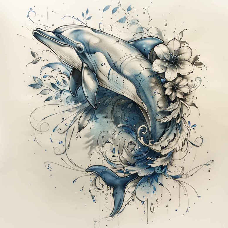 water-animals tattoo design ideas clear lines ocean spirit symbol of courage