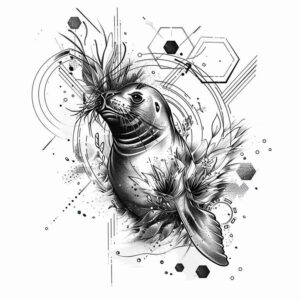 water-animals tattoo design ideas Realism clean background oceanic balance for lower back