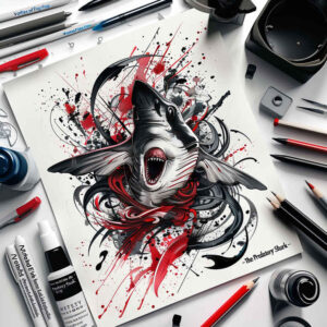 water-animals tattoo design ideas Surrealism whimsical oceanic balance symbolising determination