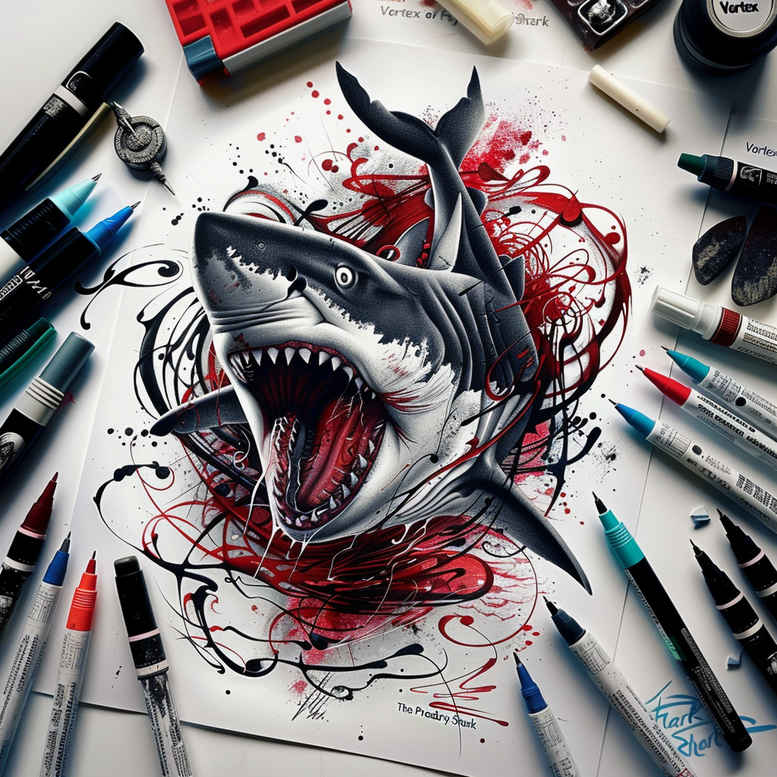 water-animals tattoo design ideas luminous ripple pattern for shin