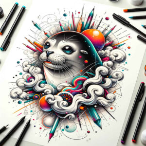water-animals tattoo design ideas Surrealism fluid forms ripple pattern meaning endurance