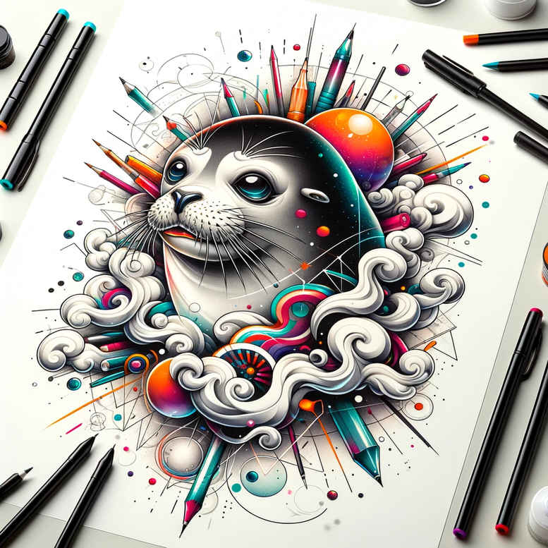 water-animals tattoo design ideas Surrealism fluid forms ripple pattern meaning endurance