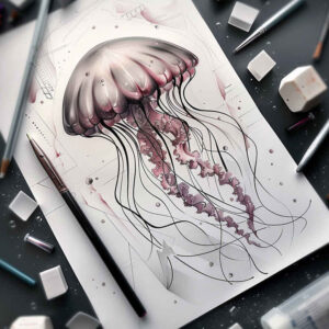 water-animals tattoo design ideas refined lines ripple pattern symbolising strength