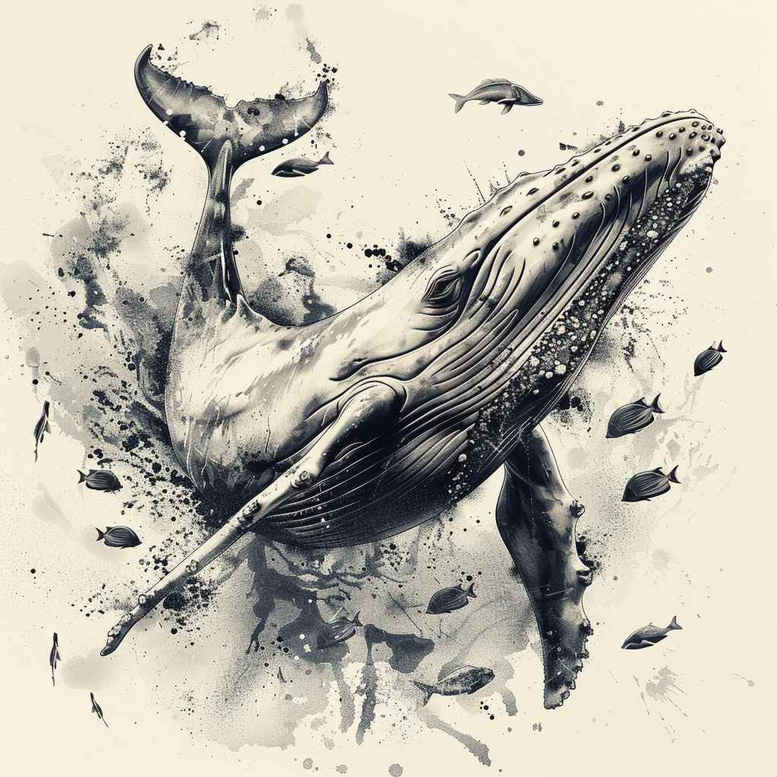 water-animals tattoo design ideas layered fill scale texture for behind ear
