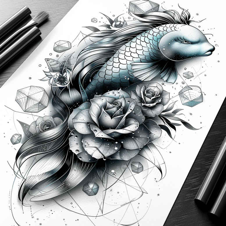 water-animals tattoo design ideas dreamlike scale texture meaning courage