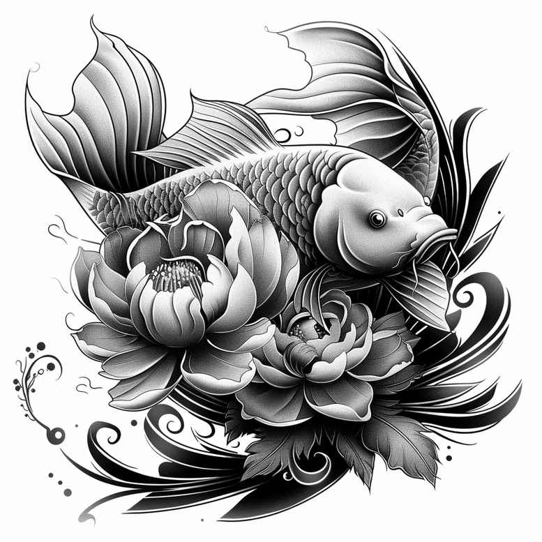 water-animals tattoo design ideas Surrealism floating elements sea life for behind ear