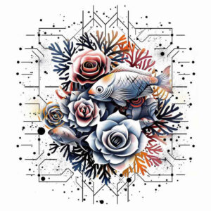 water-animals tattoo design ideas line-art sea symbol symbolising determination