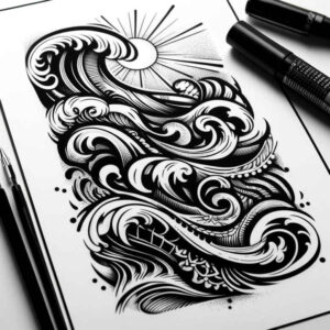 water-animals tattoo design ideas Surrealism imaginative underwater movement for upper arm