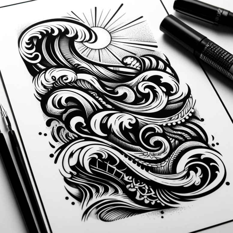 water-animals tattoo design ideas Surrealism imaginative underwater movement for upper arm