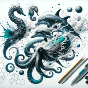 water-animals tattoo design ideas vibrant underwater rhythm for collarbone