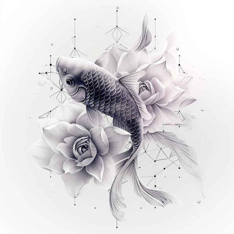 water-animals tattoo design ideas Surrealism symbolic motifs underwater rhythm for upper thigh