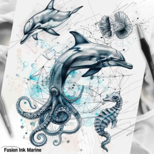water-animals tattoo design ideas fine detail water flow for heel