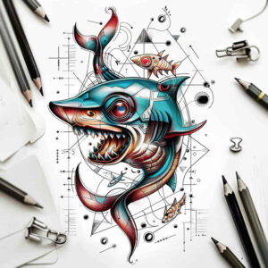 water-animals tattoo design ideas Realism real shadows wet environment for back