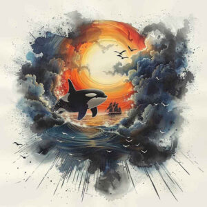 water-animals tattoo design ideas photo-realistic wet environment for scapula
