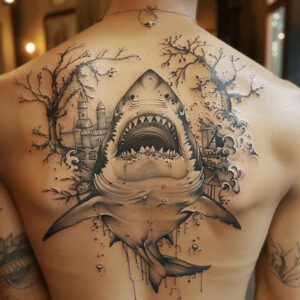 water-animals tattoo design ideas Realism contrast play wet environment for shoulder