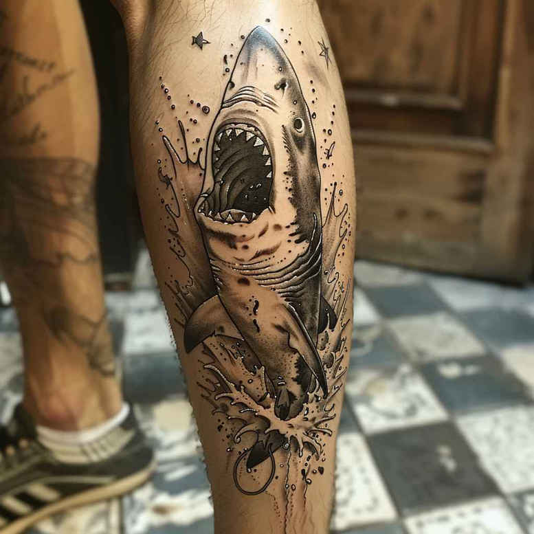 water-animals tattoo design ideas color depth wild water embodying determination