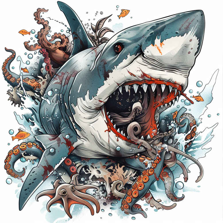 water-animals tattoo design ideas color richness wild water for thigh