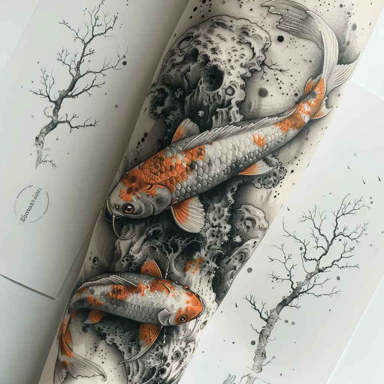 water-animals-neotraditional-clean-contrast-for-side-torso – tattoo design ideas free ai generated – Gallery: water-animals-inkby-ai
