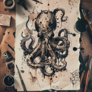 marine-animals-in-art-surrealism-bizarre-for-palm – tattoo design ideas free ai generated – Gallery: water-animals-inkby-ai