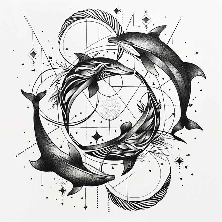 animals-with-lines-surrealism-symbolic-for-side – tattoo design ideas free ai generated – Gallery: water-animals-inkby-ai