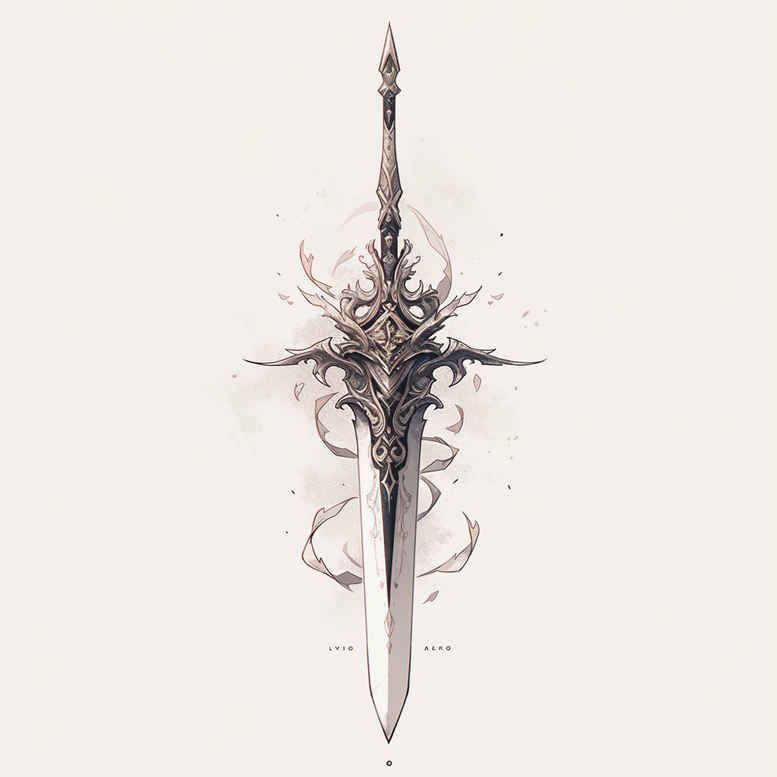 weapons-with-light-effect-infinity-motif-for-temple – tattoo design ideas free ai generated – Gallery: weapons-inkby-ai