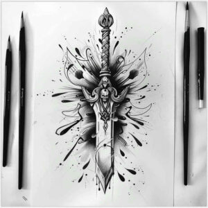 fantasy-weapons-ornate-circle-for-upper-arm – tattoo design ideas free ai generated – Gallery: weapons-inkby-ai