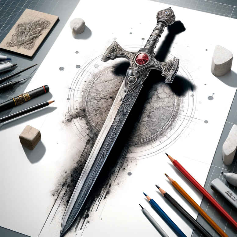 weapons-with-artistic-detail-symmetric-for-shin – tattoo design ideas free ai generated – Gallery: weapons-inkby-ai