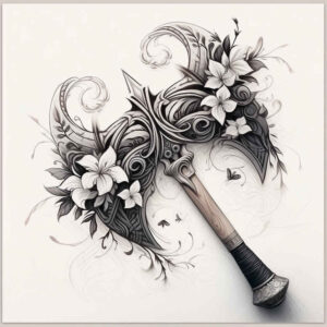 weapons-with-plant-ornamentation-ethereal-for-shin – tattoo design ideas free ai generated – Gallery: weapons-inkby-ai