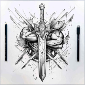 fantasy-weapon-tattoo-surrealism-fantastical-for-temple – tattoo design ideas free ai generated – Gallery: weapons-inkby-ai
