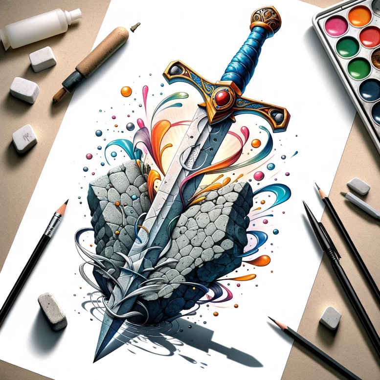 weapons-with-strength-motif-mandala-tattoo-for-calf – tattoo design ideas free ai generated – Gallery: weapons-inkby-ai