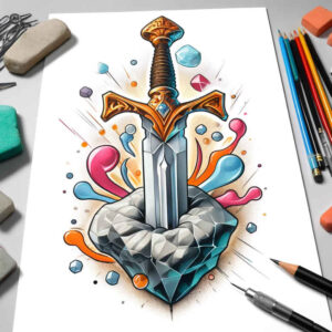 weapons-with-bravery-motif-harmony-for-upper-shoulder – tattoo design ideas free ai generated – Gallery: weapons-inkby-ai