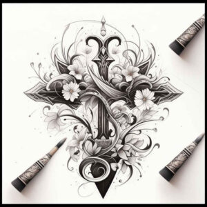 weapons-with-power-motif-balance-for-arm – tattoo design ideas free ai generated – Gallery: weapons-inkby-ai