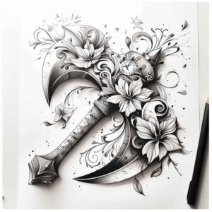 weapons tattoo design ideas dynamic linework ancient arm courage and power