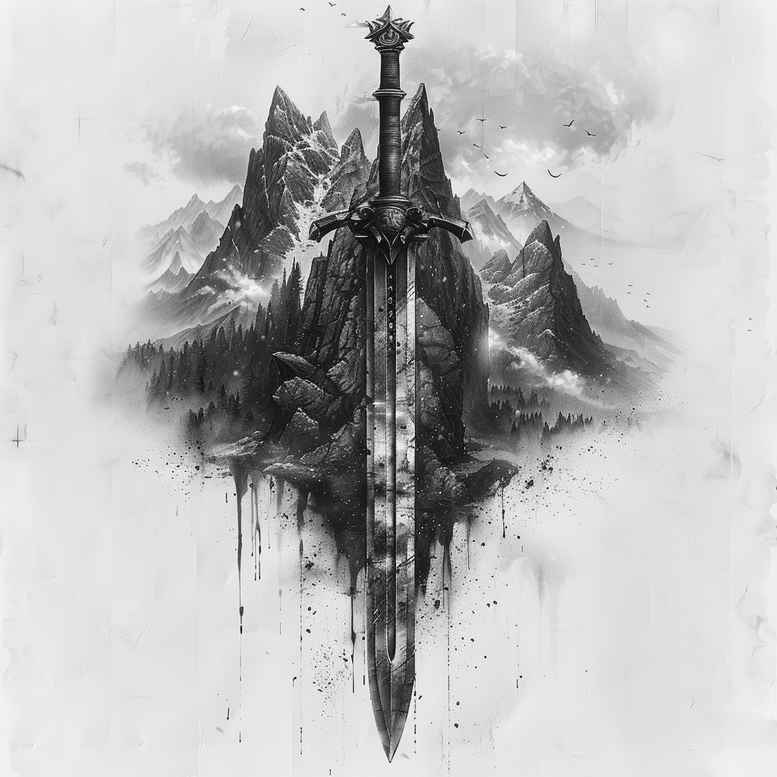 weapons tattoo design ideas Realism refined lines ancient arm symbol of resilience