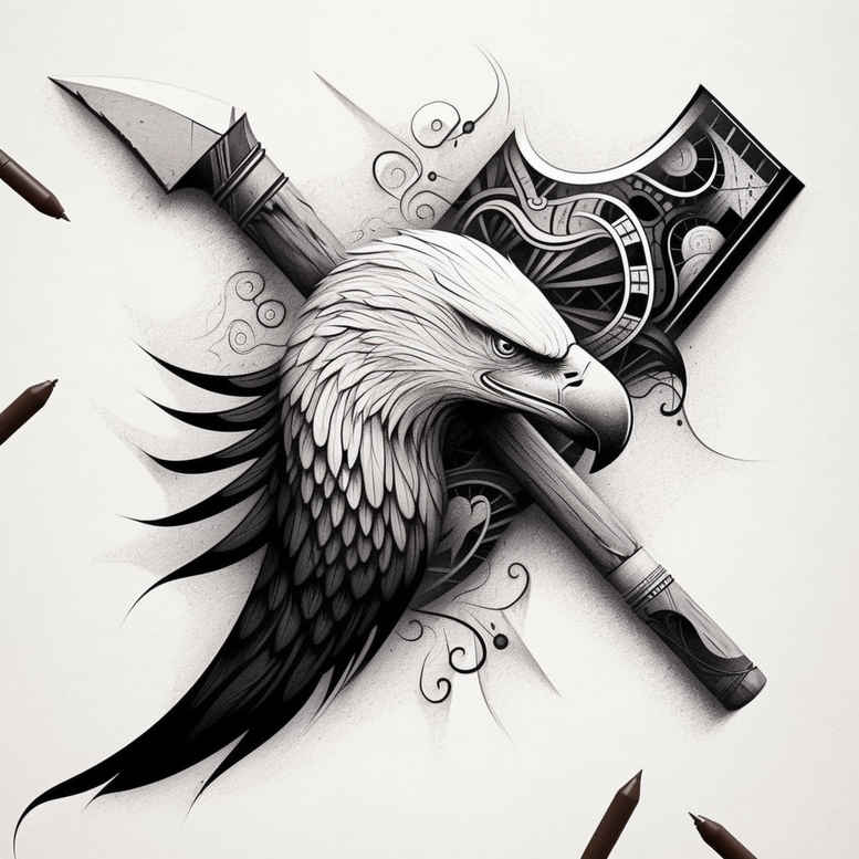 weapons tattoo design ideas Surrealism whimsical armored tool for wrist side