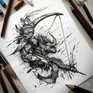 weapons tattoo design ideas modern classic attack mark for back shoulder