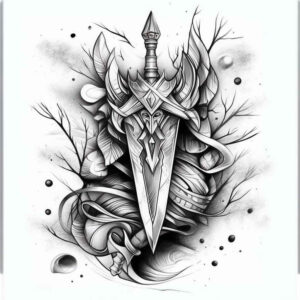 weapons tattoo design ideas Surrealism unreal attack mark for lower arm