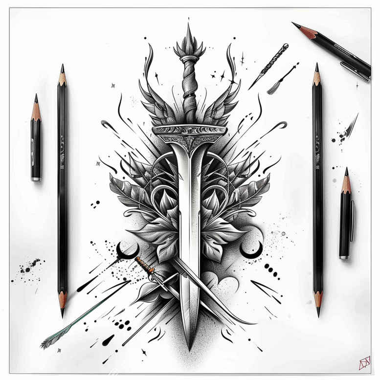weapons tattoo design ideas Surrealism enigmatic visuals attack mark meaning determination