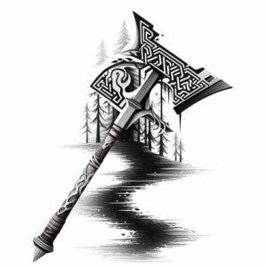 weapons tattoo design ideas Surrealism fluid forms battle tool shows courage