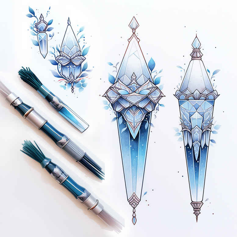 weapons tattoo design ideas Realism dynamic shadows battle tool symbol of endurance