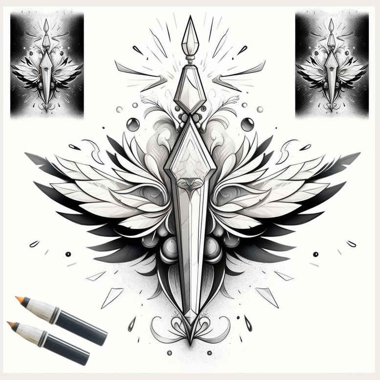 weapons tattoo design ideas fluid motion blade tattoo for lower chest