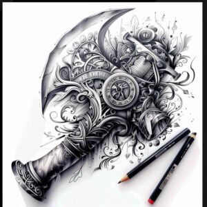 weapons tattoo design ideas Surrealism enigmatic light classic weapon embodying perseverance