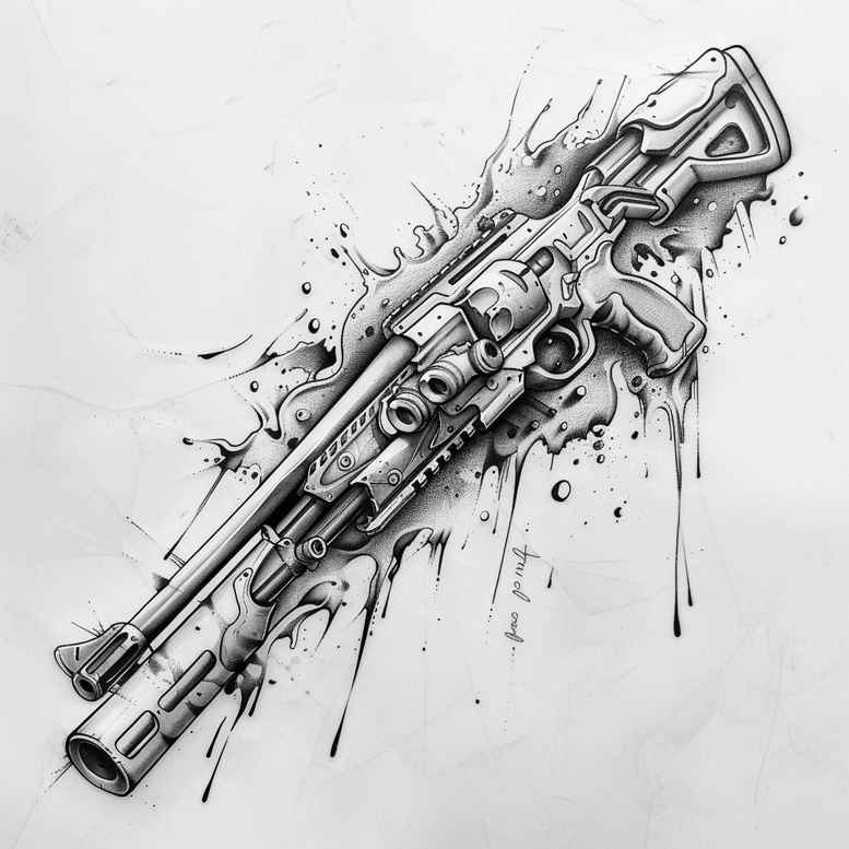 weapons tattoo design ideas Surrealism impossible forms combat gear for elbow