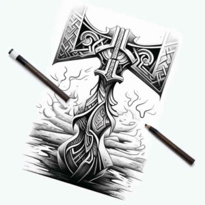 weapons tattoo design ideas Surrealism fantasy-inspired combat gear for knee